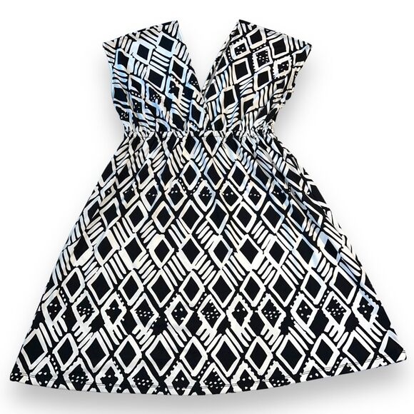 J Valdi Womens Swimwear Swimsuit Coverup Empire Waist Geo Print Pullover Large - Picture 1 of 7